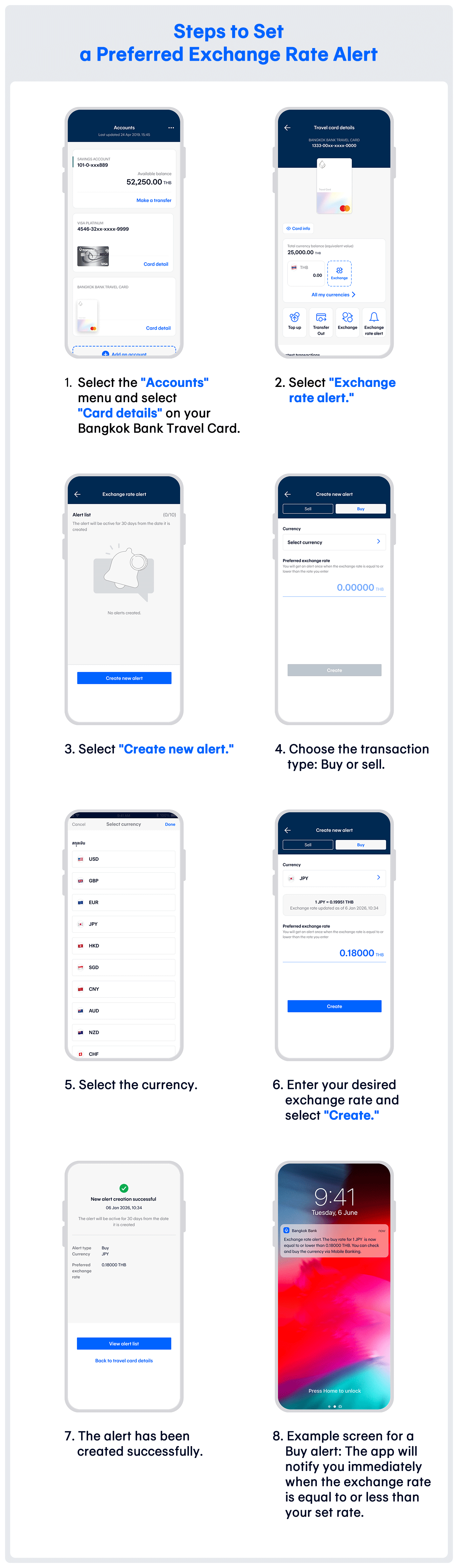 Bangkok Bank Mobile Banking - Exchange Rate Alert Service