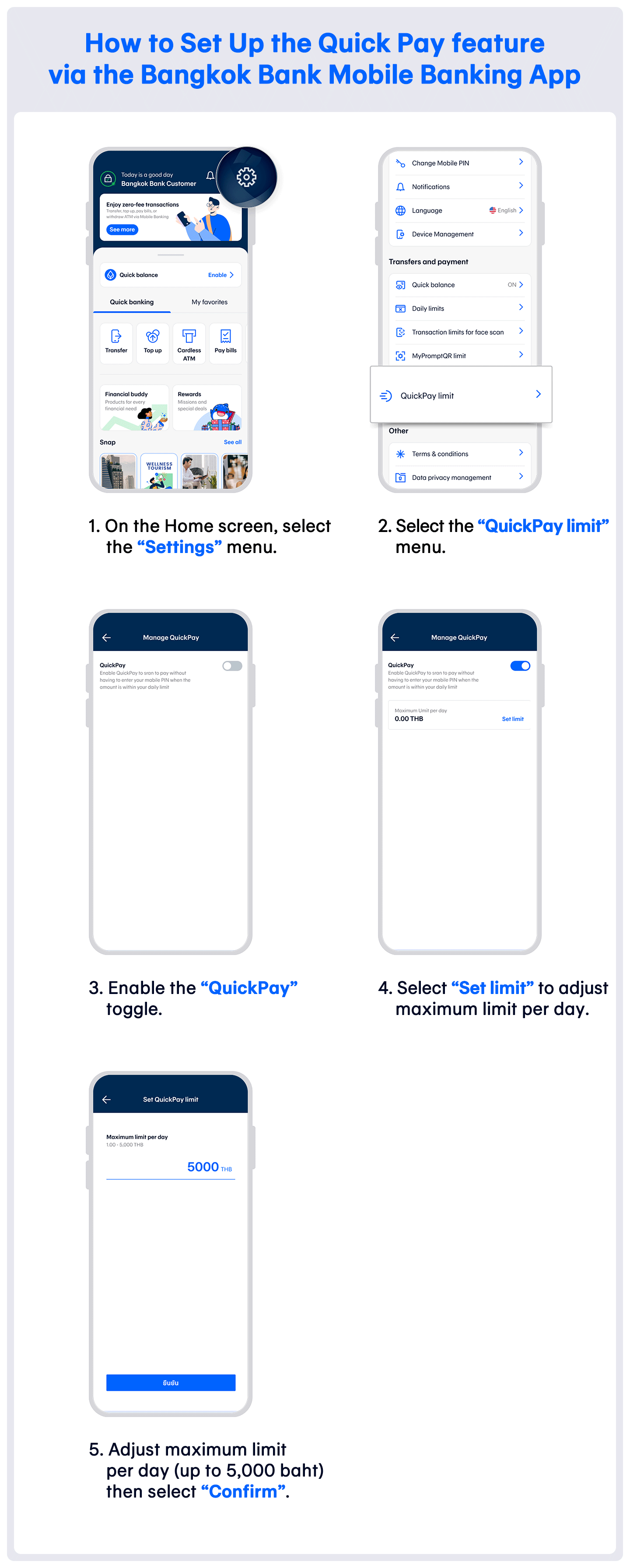 Scan & Pay without a PIN with Quick Pay via Bangkok Bank Mobile Banking app