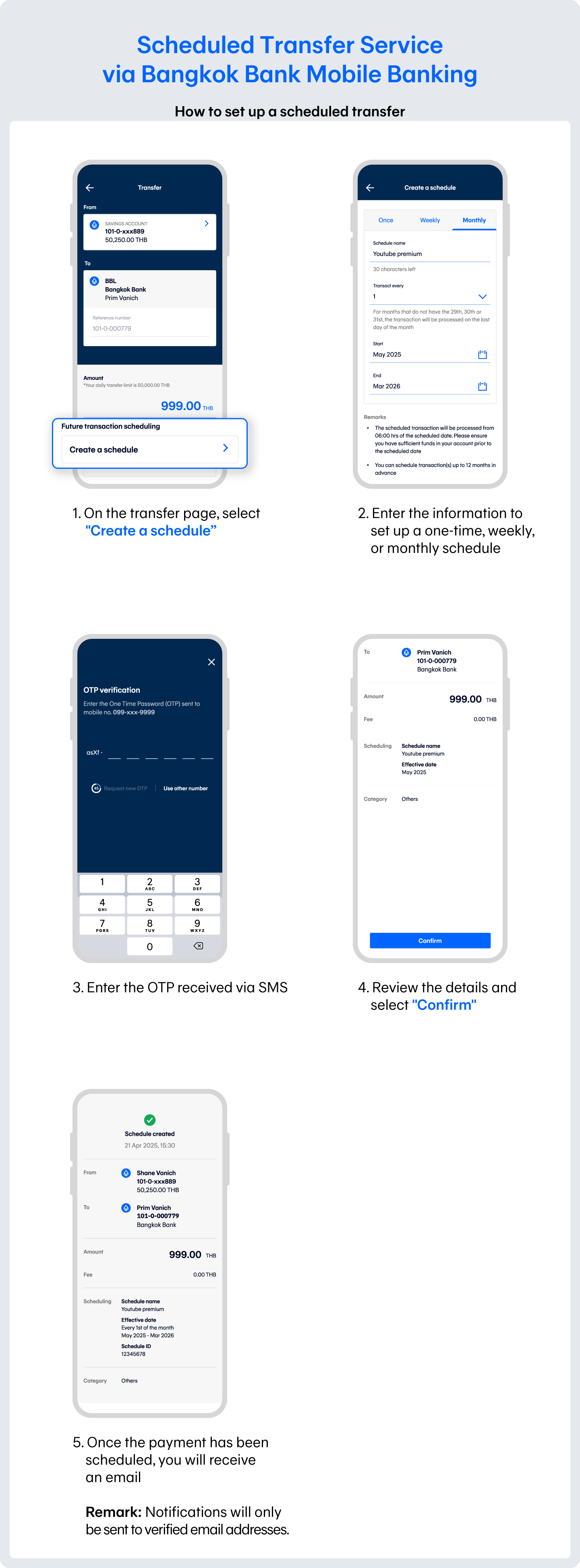 Scheduled Transfer Service Bangkok Bank Mobile Banking