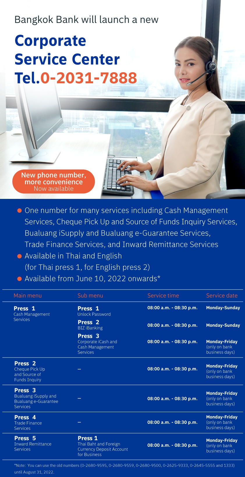 New Corporate Service Center Phone Number