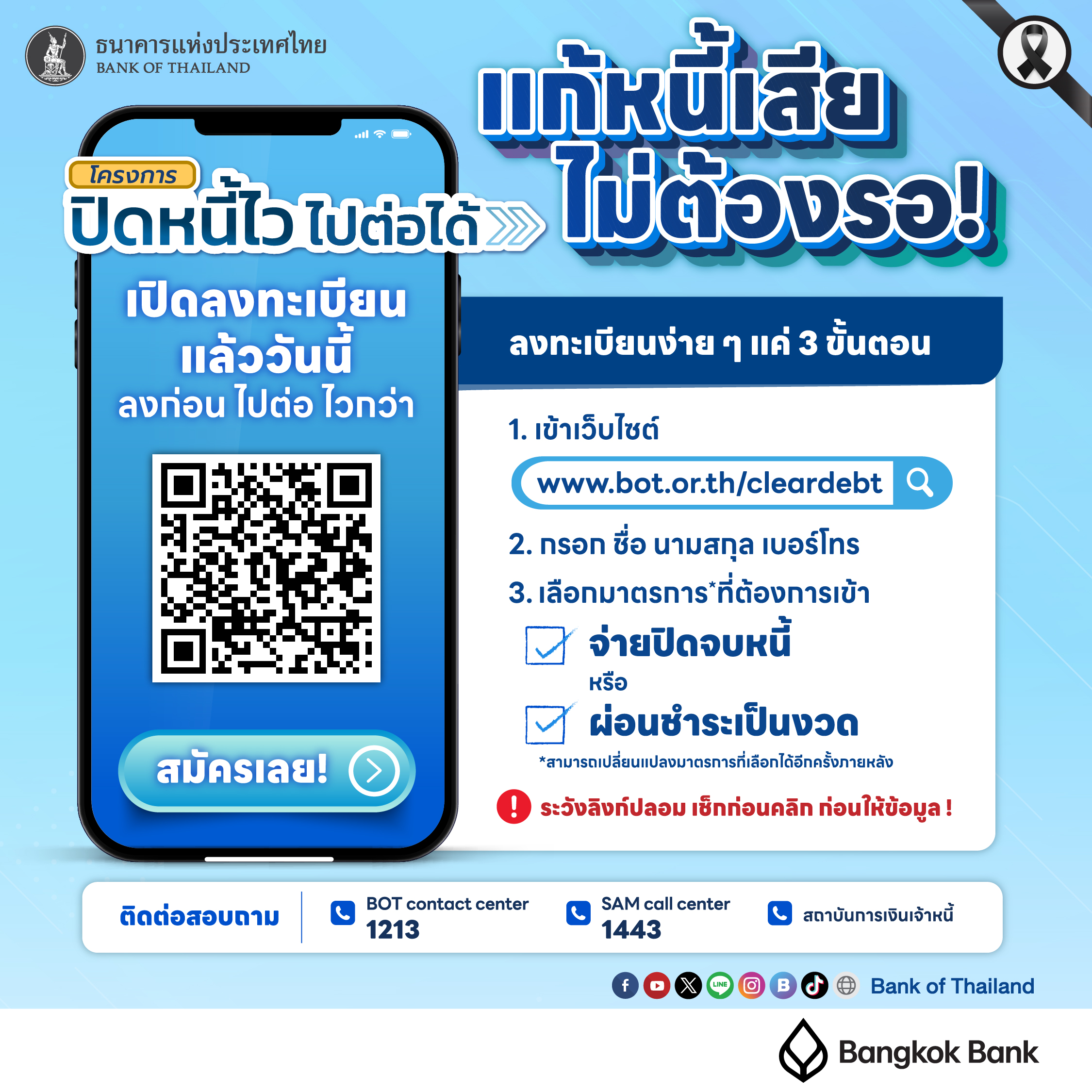 ขั้นตอนลงทะเบียนโครงการ ปิดหนี้ไว ไปต่อได้